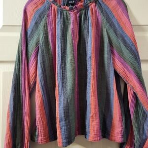 GAP Women's Medium Colorful Striped Blouse